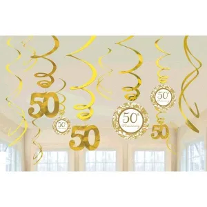 50th Anniversary Value Pack Gold Hanging Decorations