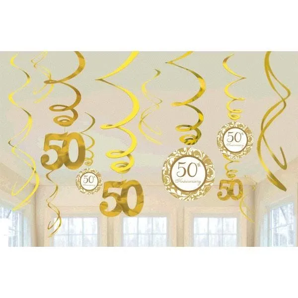 50th Anniversary Value Pack Gold Hanging Decorations