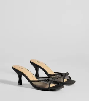 Adorable Bow Mesh Strap Stiletto Mules