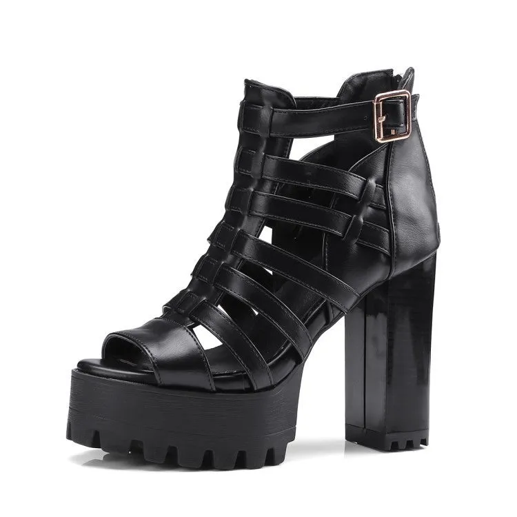 Belt Buckle Thick High Heels Shoes - GlamzLife