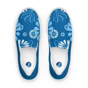 Blue Daisies men's slip-on canvas shoes