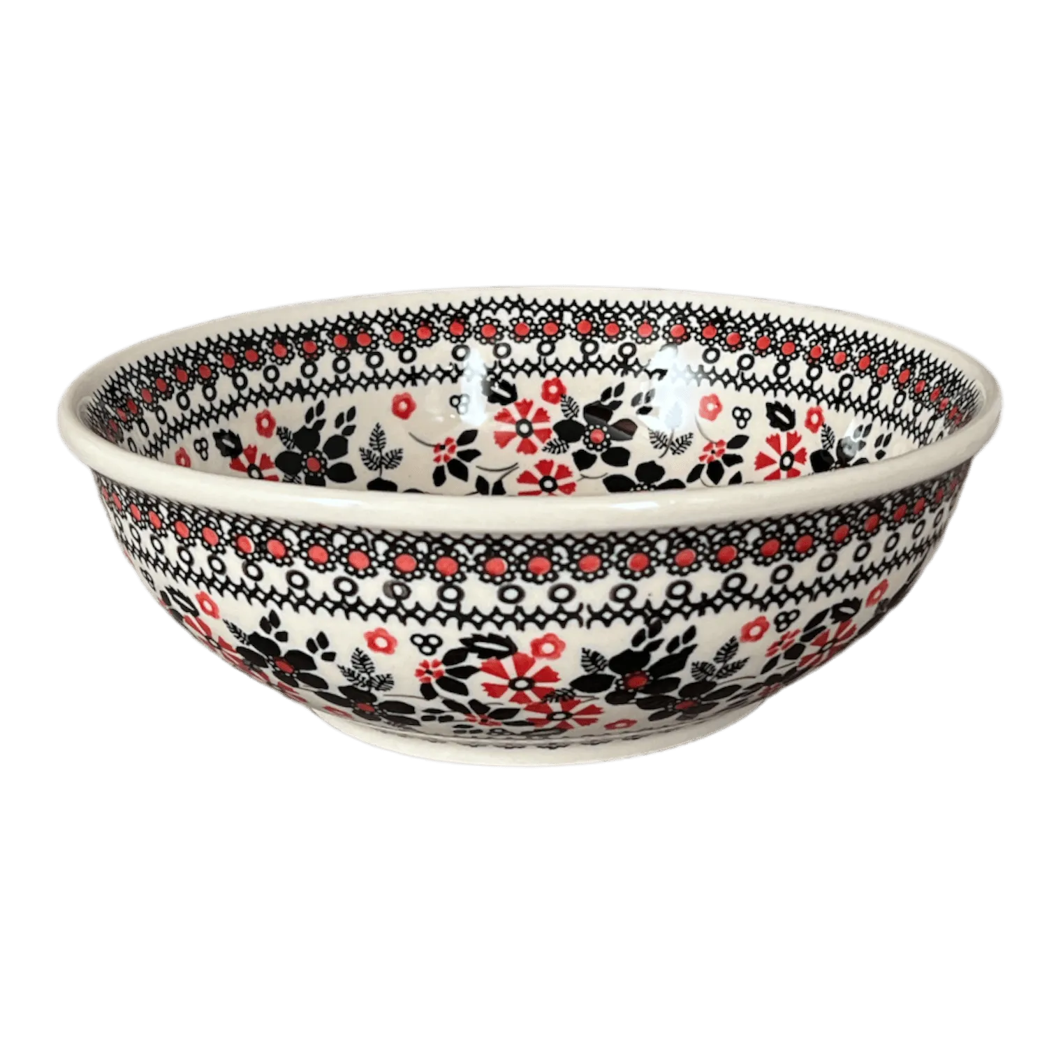 Bowl, Round, 8.5" in "Duet in Black & Red" by Manufaktura | M135S-DPCC