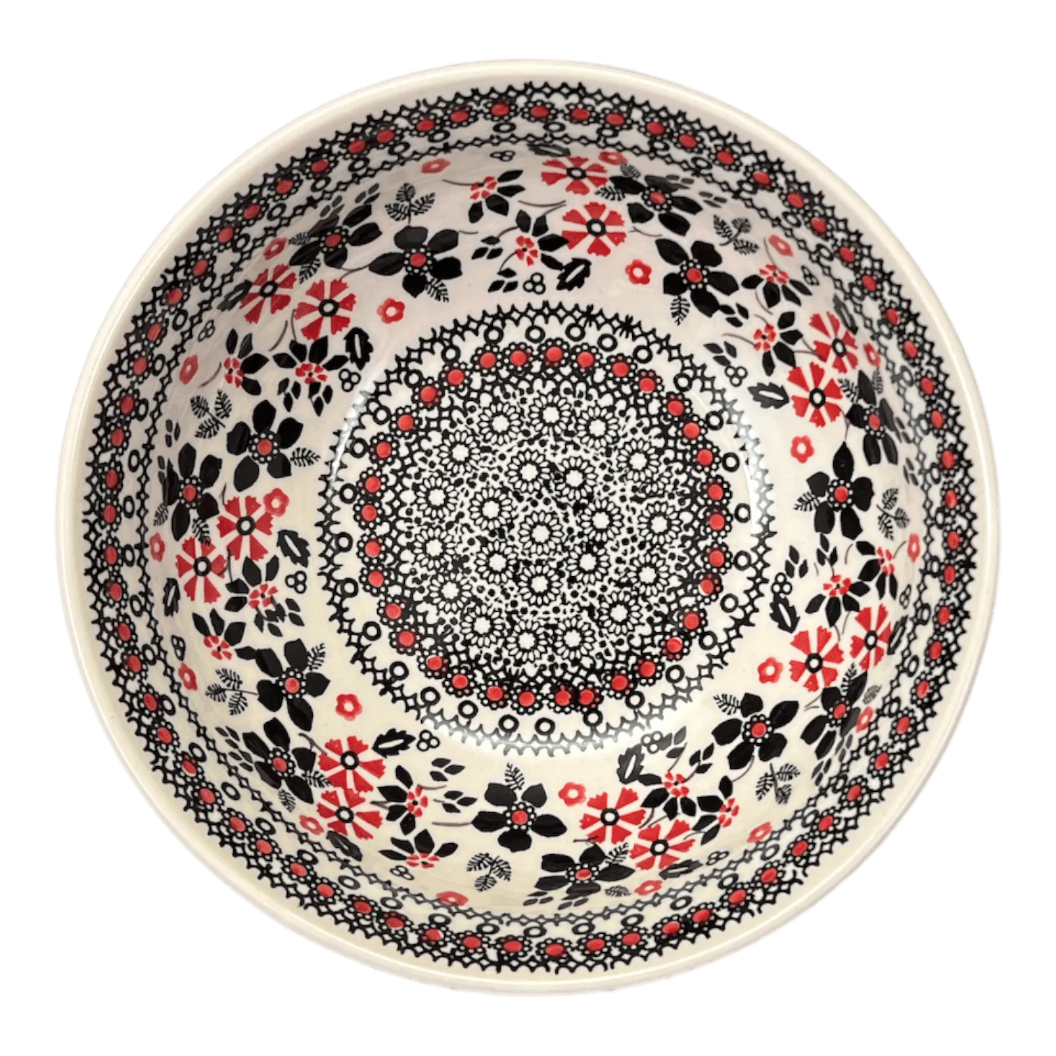 Bowl, Round, 8.5" in "Duet in Black & Red" by Manufaktura | M135S-DPCC