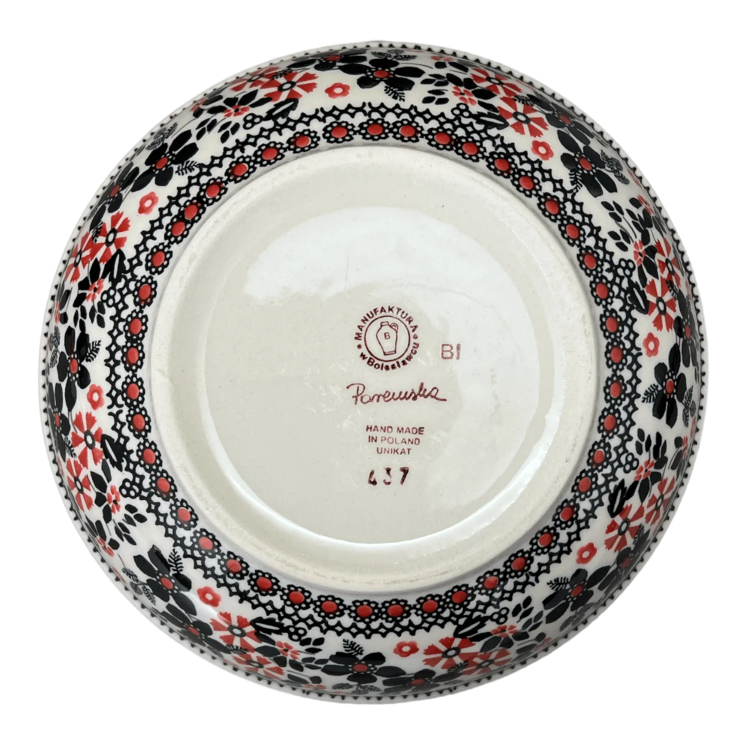 Bowl, Round, 8.5" in "Duet in Black & Red" by Manufaktura | M135S-DPCC