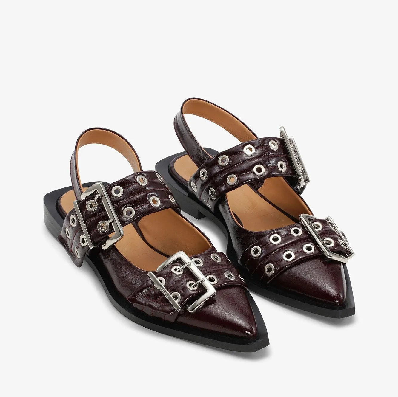 BUCKLE BALLERINA FLATS | BURGUNDY