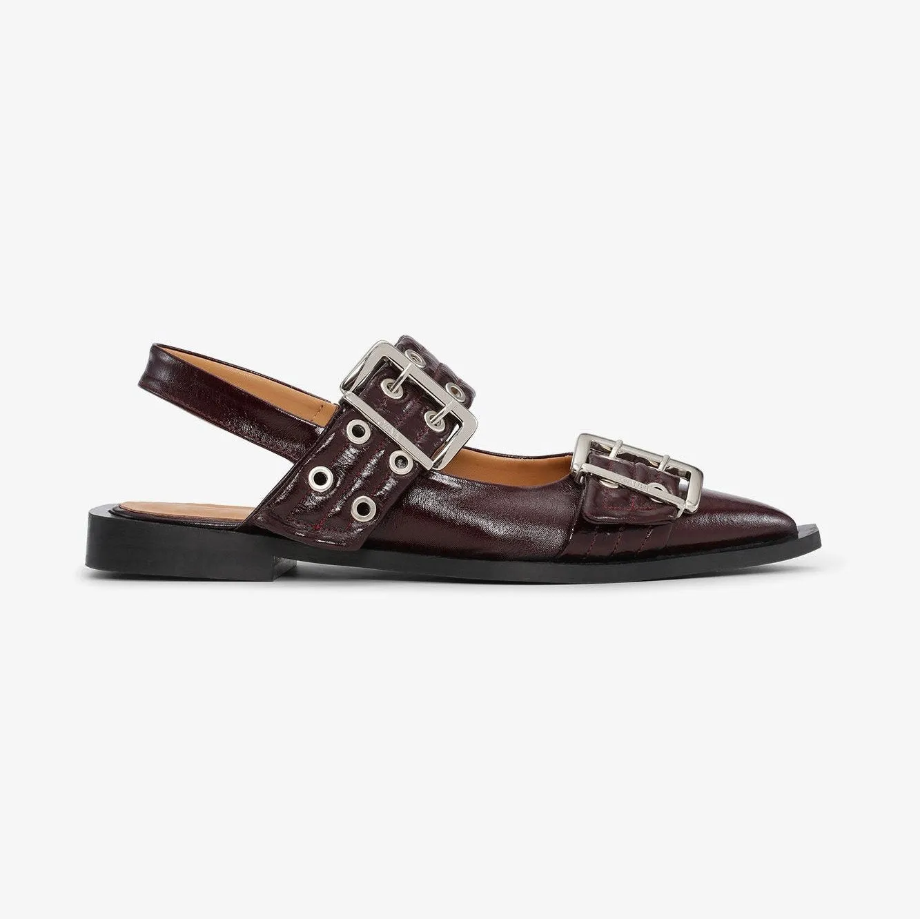 BUCKLE BALLERINA FLATS | BURGUNDY