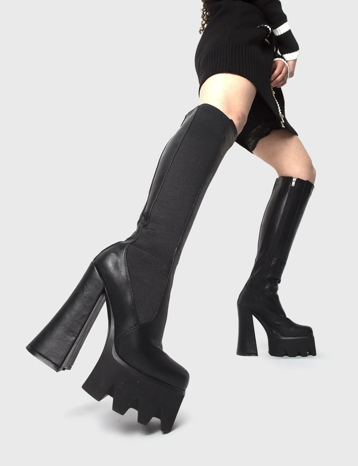 Disco Inferno Platform Knee High Boots