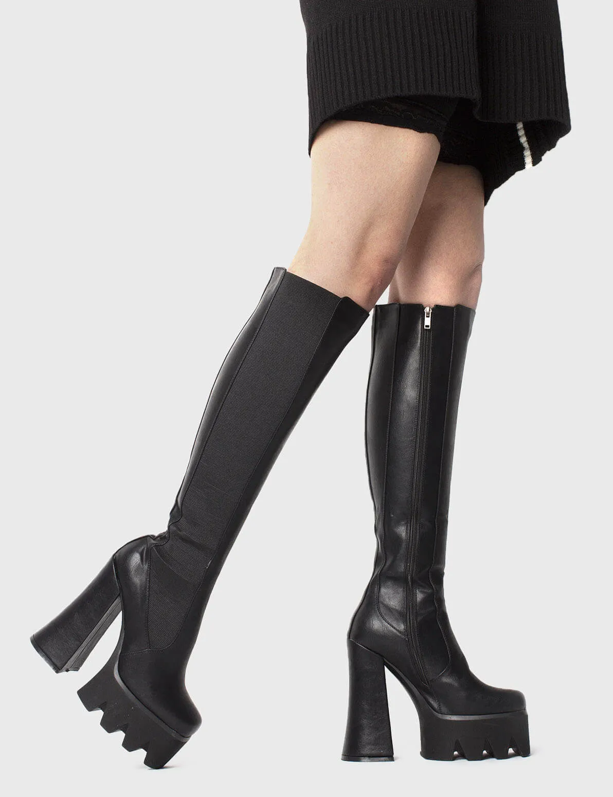 Disco Inferno Platform Knee High Boots