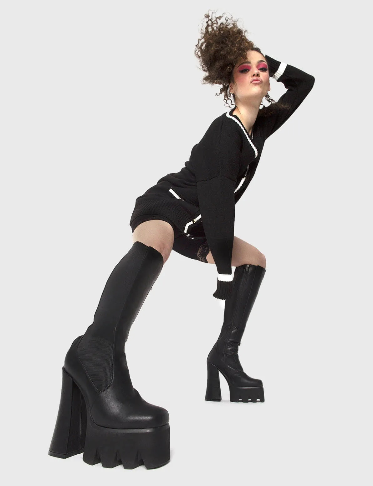 Disco Inferno Platform Knee High Boots