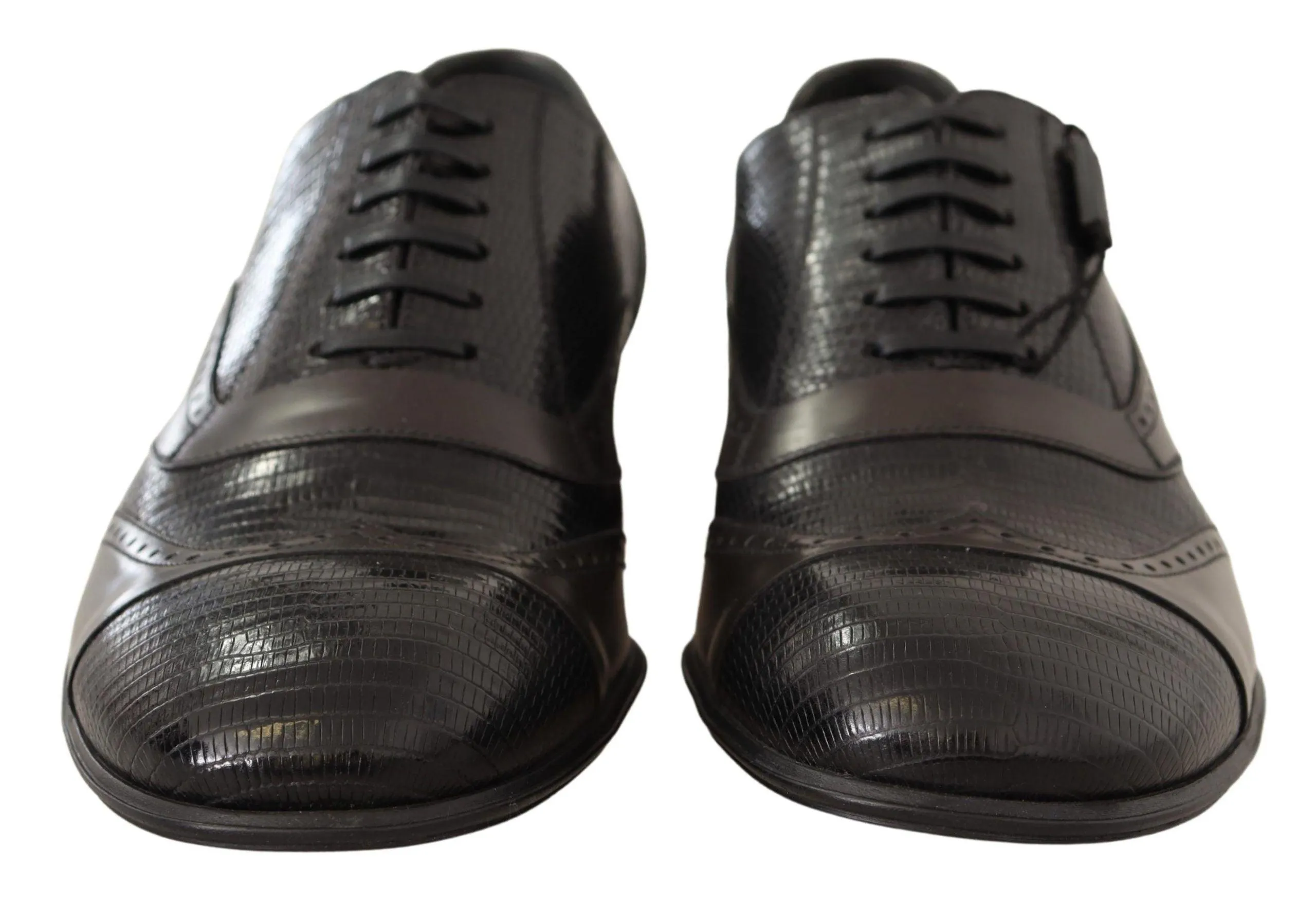 Dolce & Gabbana Elegant Brown Lizard Leather Oxford Sko