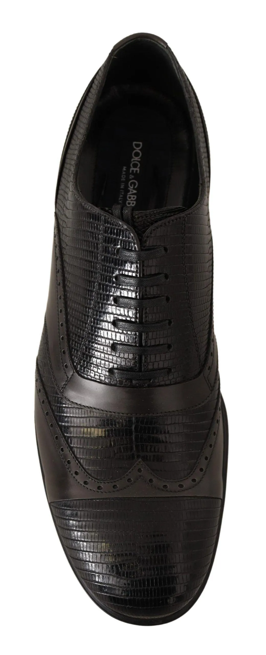 Dolce & Gabbana Elegant Brown Lizard Leather Oxford Sko