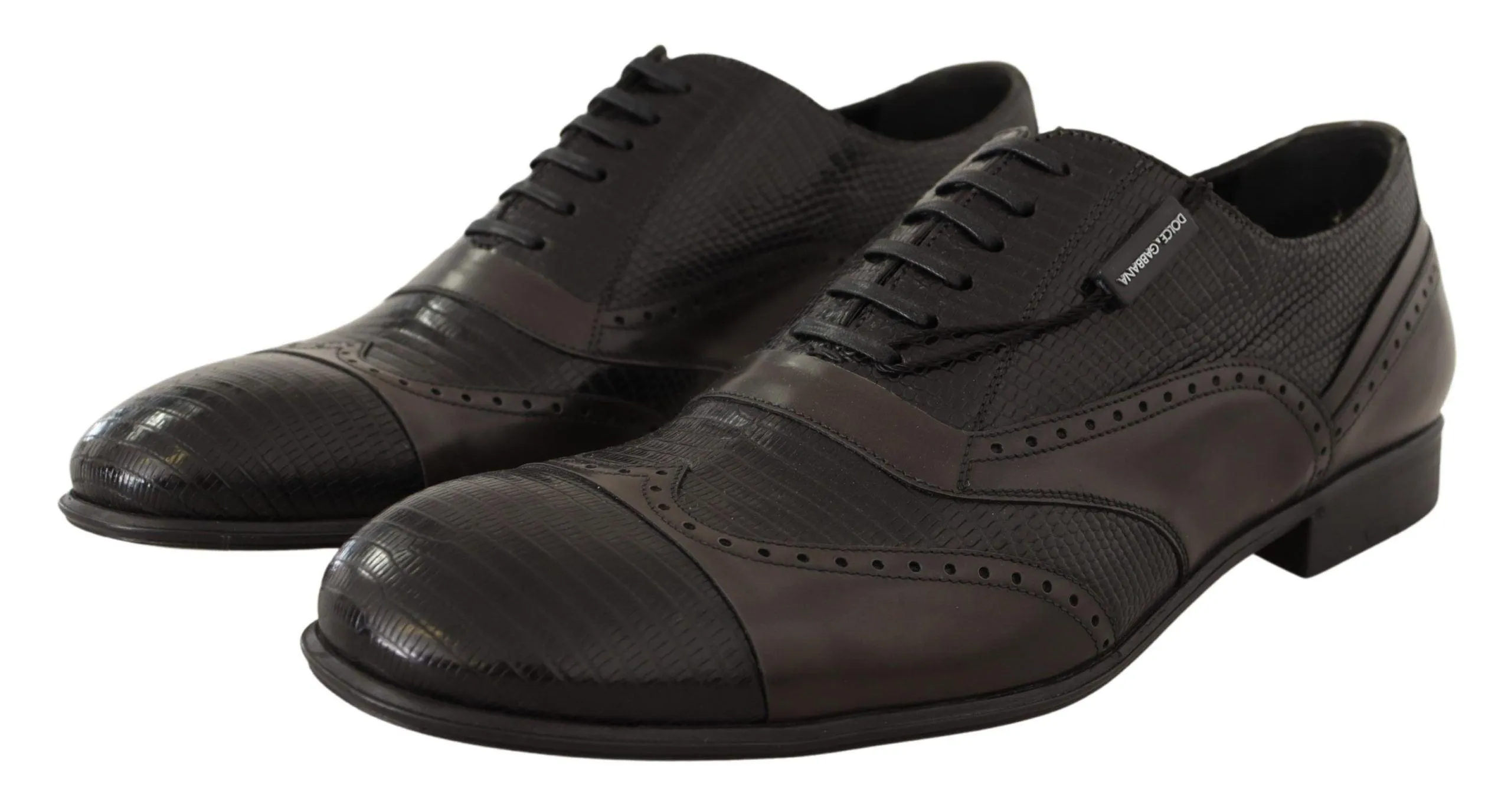 Dolce & Gabbana Elegant Brown Lizard Leather Oxford Sko