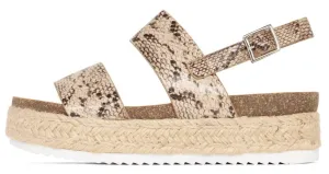 Kaz Espadrilles Rubber Trim Sole Ankle Buckle Open Toe Embellished Wedge Sandals