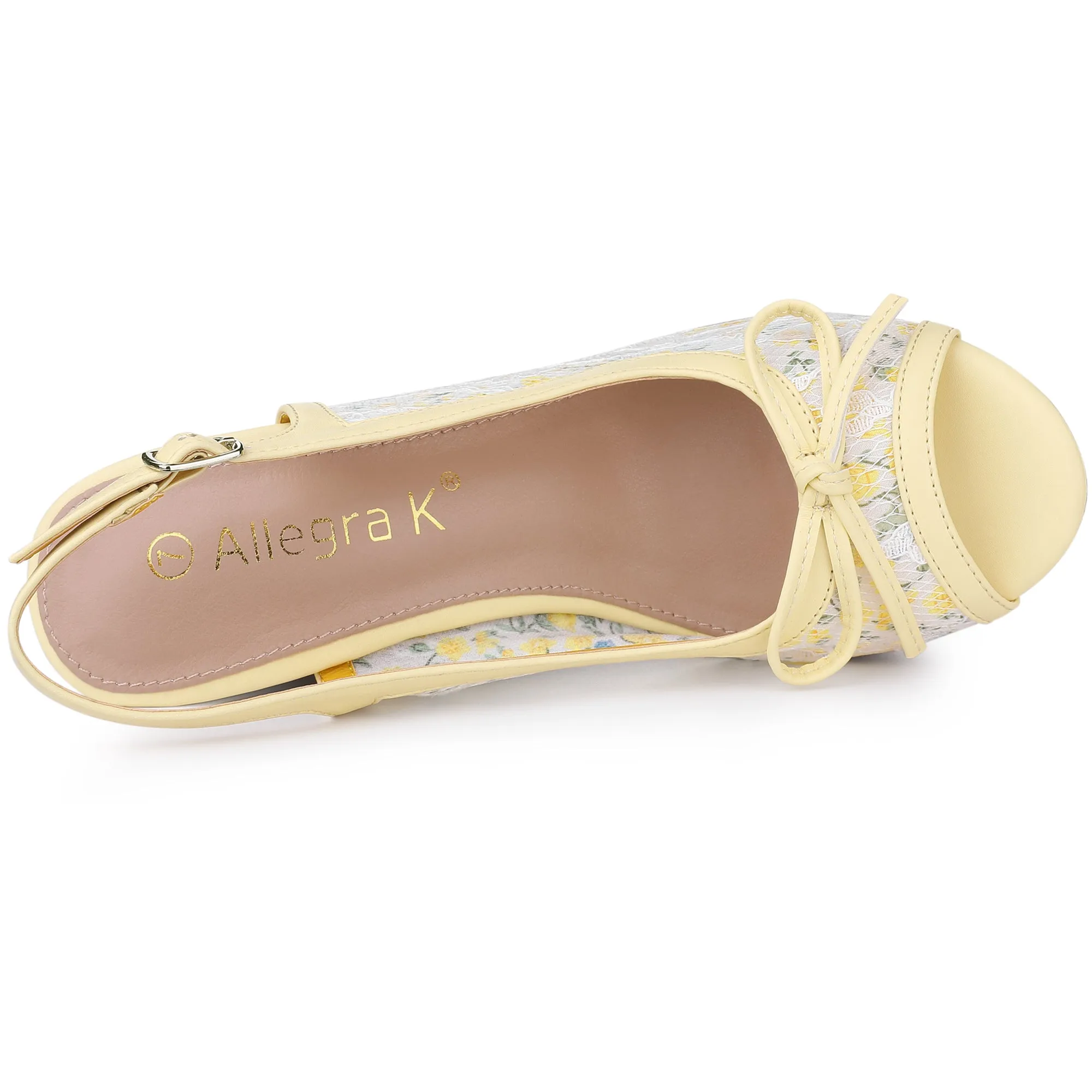 Lace Open Toe Platform Wedge Heel Bow Decor Sandals
