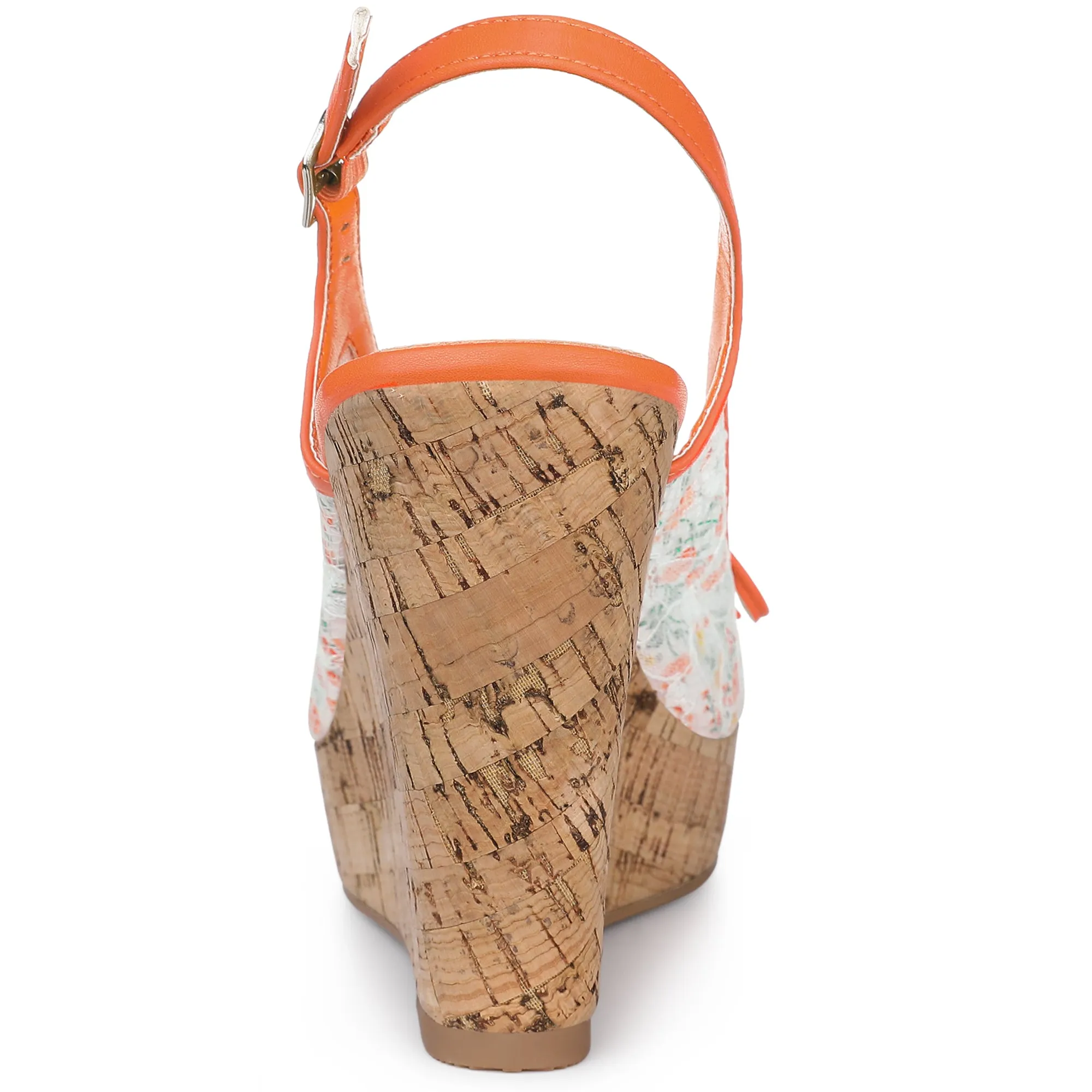 Lace Open Toe Platform Wedge Heel Bow Decor Sandals