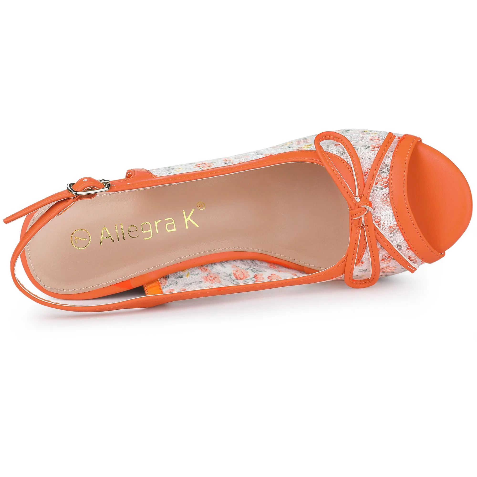 Lace Open Toe Platform Wedge Heel Bow Decor Sandals
