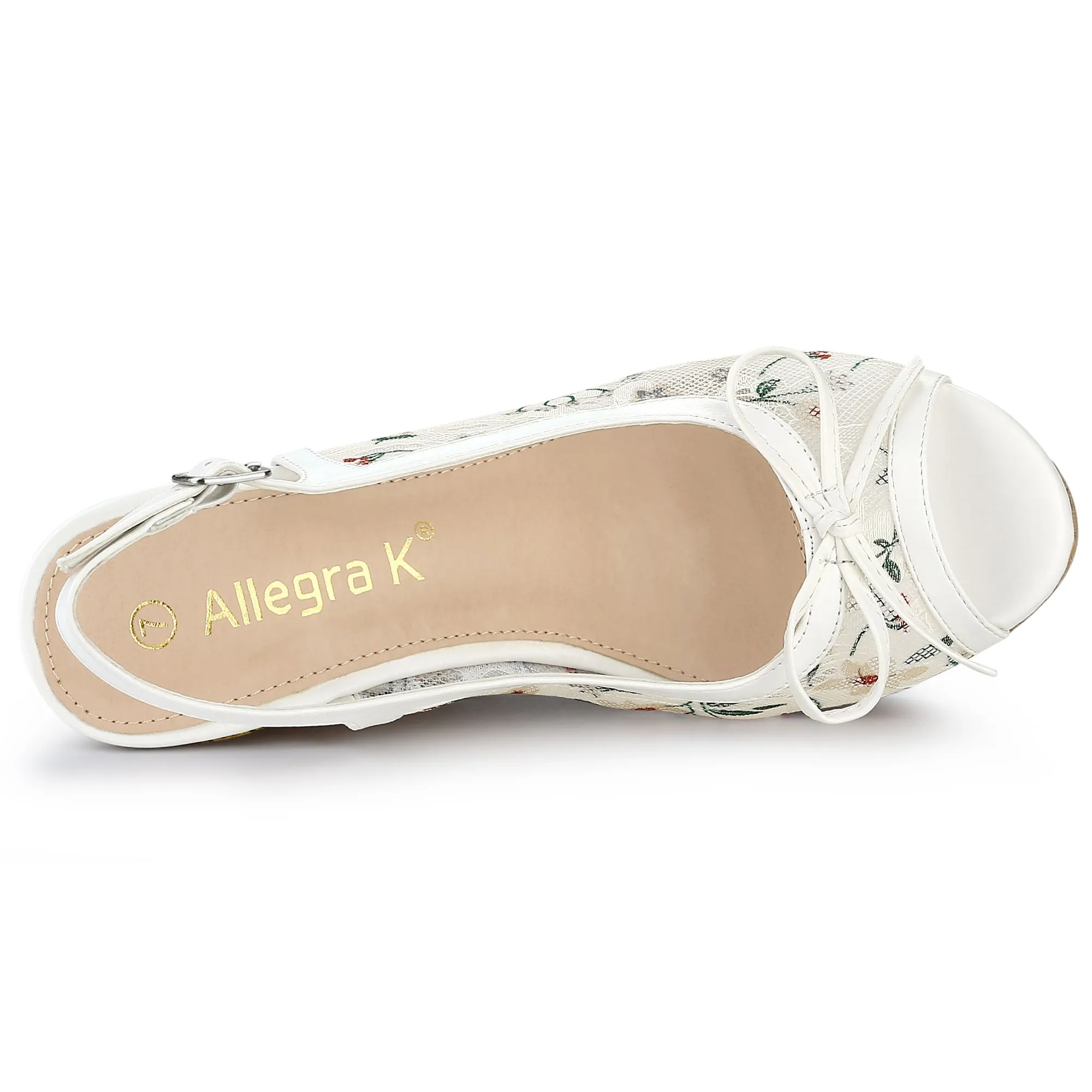 Lace Open Toe Platform Wedge Heel Bow Decor Sandals