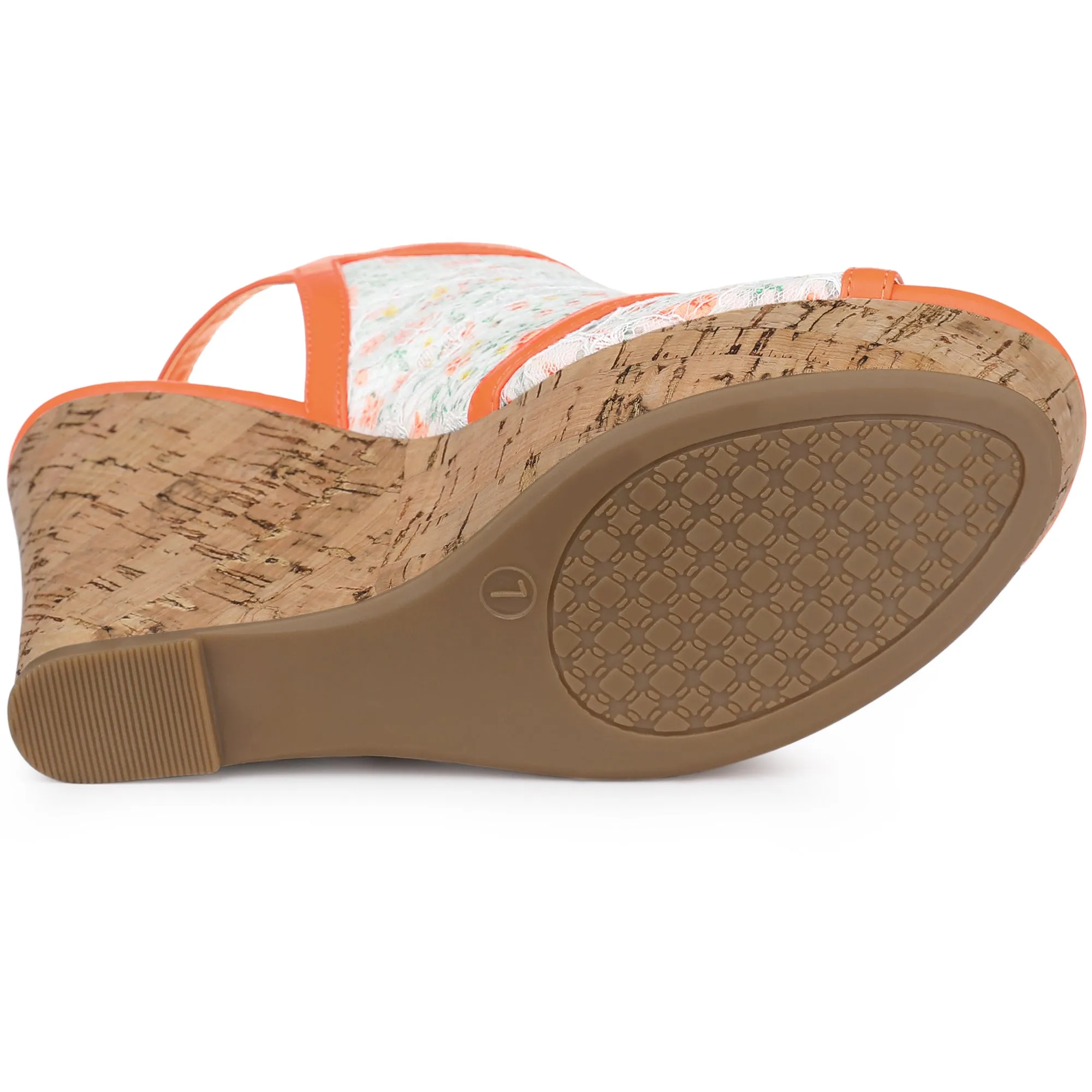 Lace Open Toe Platform Wedge Heel Bow Decor Sandals