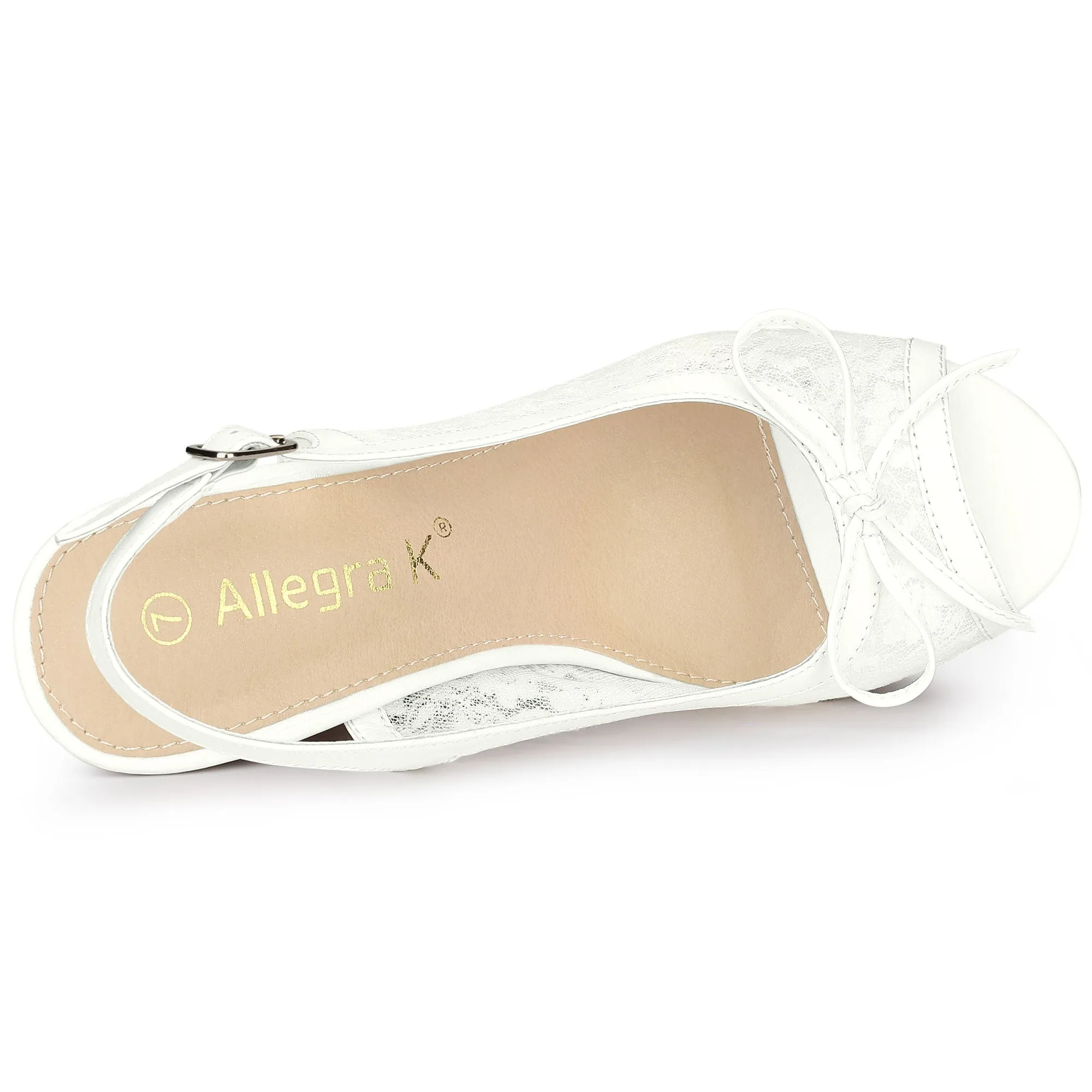 Lace Open Toe Platform Wedge Heel Bow Decor Sandals