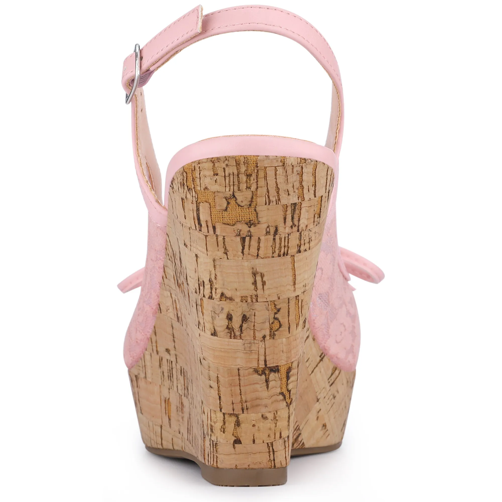 Lace Open Toe Platform Wedge Heel Bow Decor Sandals