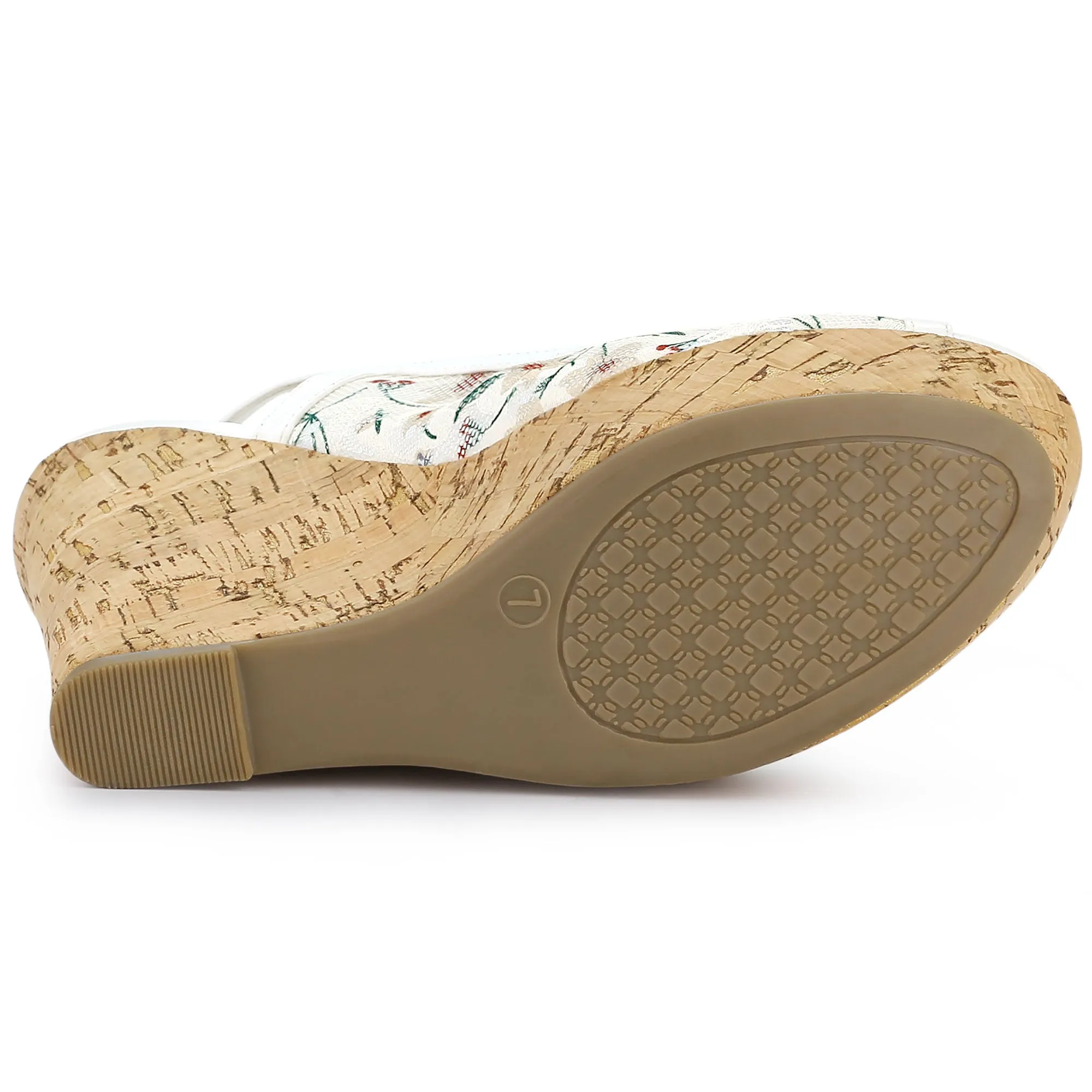 Lace Open Toe Platform Wedge Heel Bow Decor Sandals