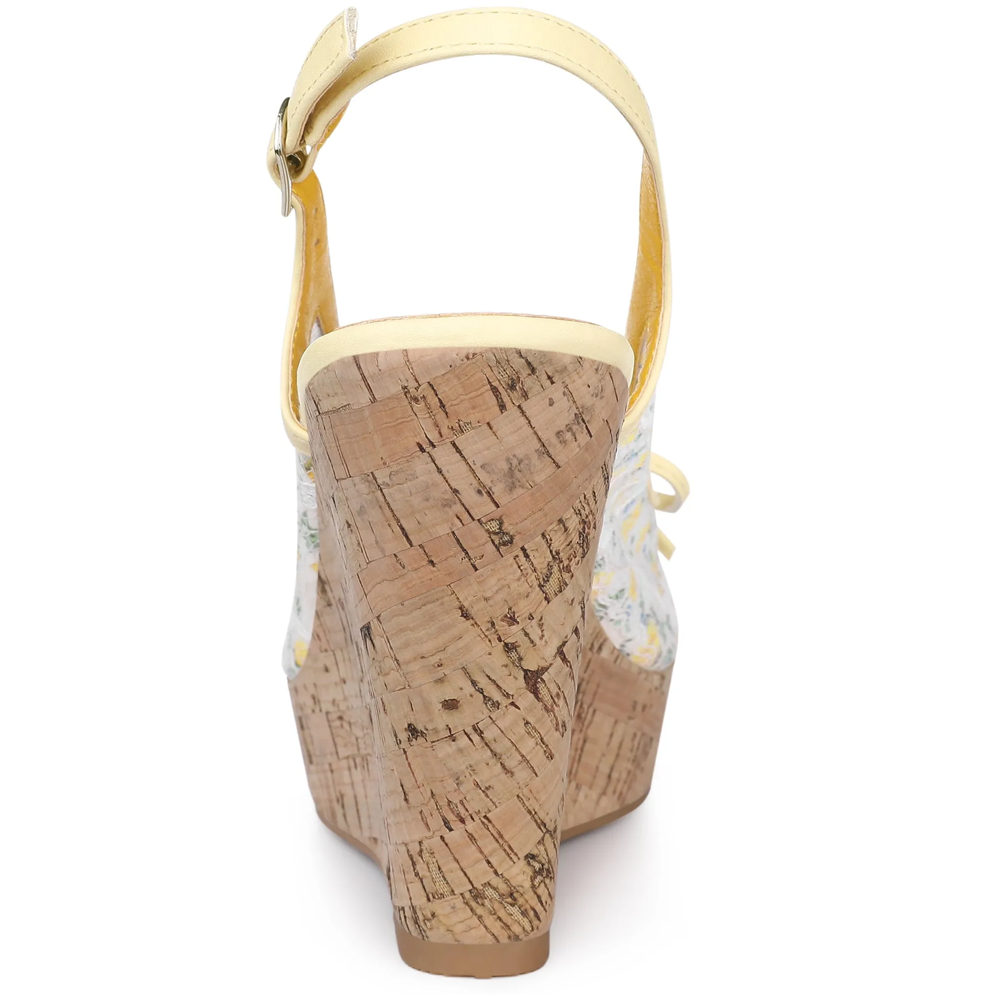 Lace Open Toe Platform Wedge Heel Bow Decor Sandals