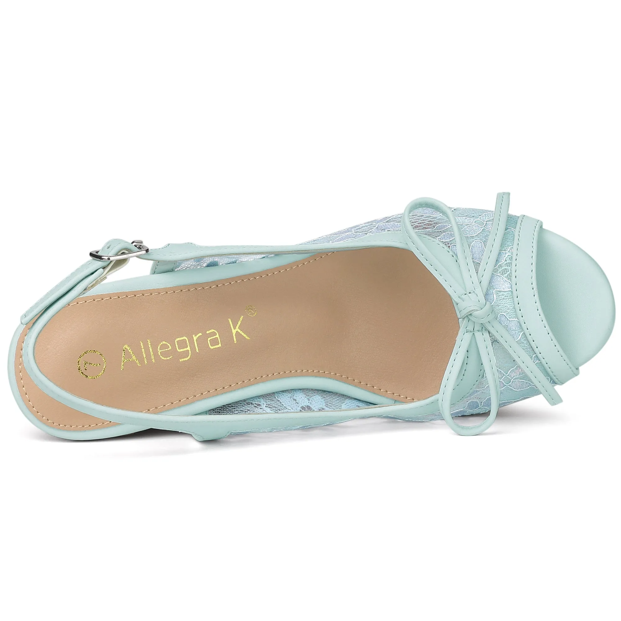Lace Open Toe Platform Wedge Heel Bow Decor Sandals
