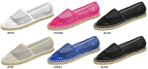 ladies mesh espadrille flats with puce toe ap & trimming Case of 36