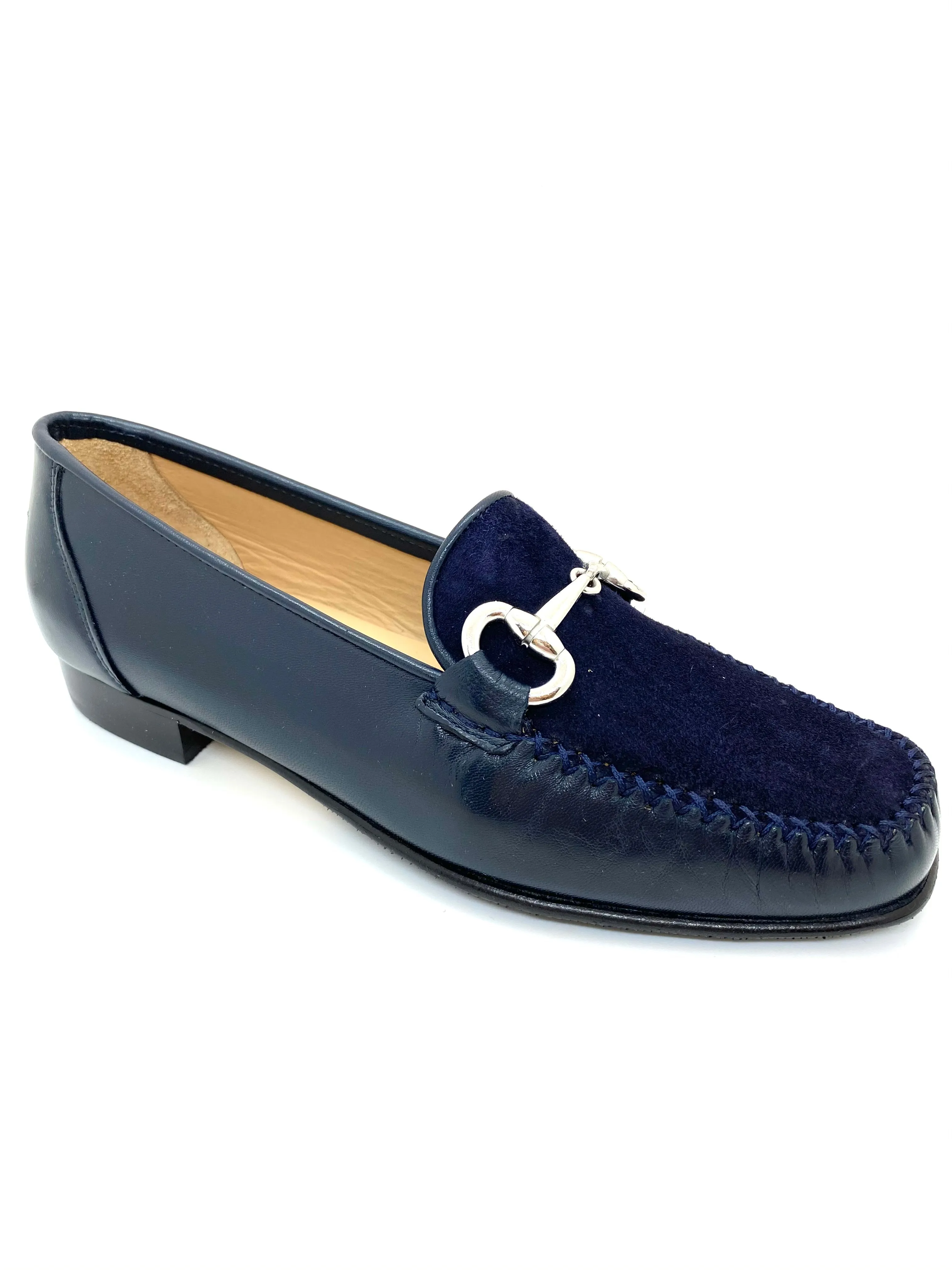 Low Heel Moccasin Loafer With Silver Trim