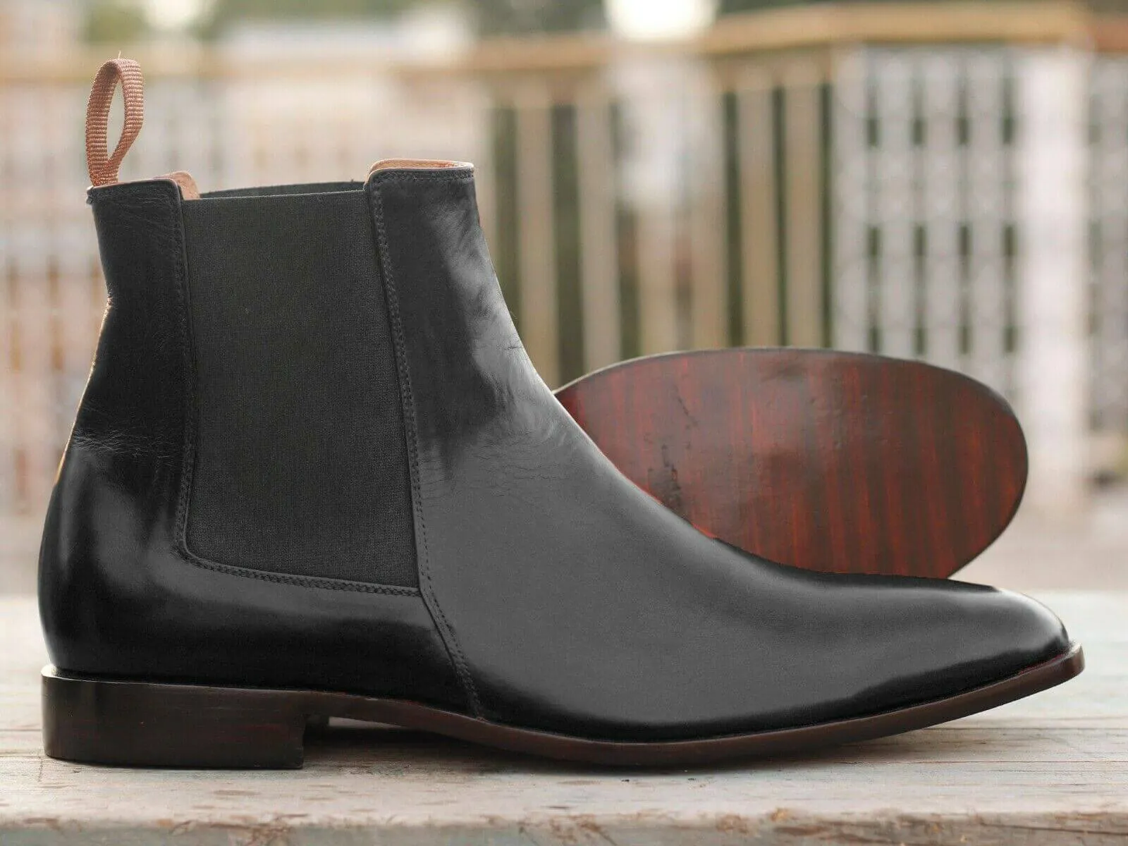 Men's Handmade Black Leather Chelsea Boots, Men Ankle Boots, Men Designer Boots