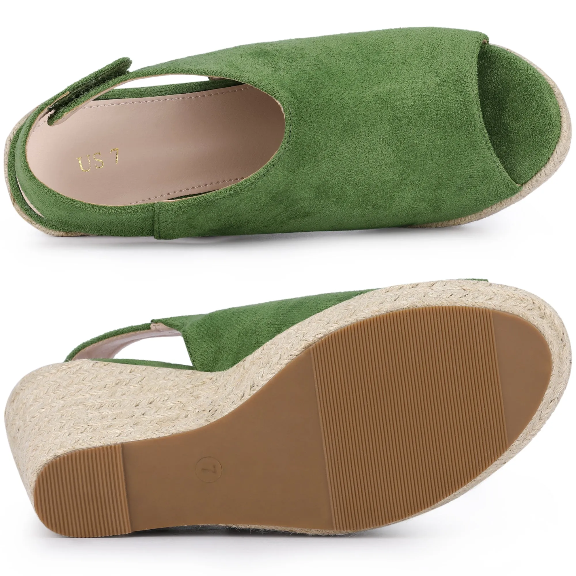 Open Toe Espadrille Platform Wedge Heel Slingback Sandals