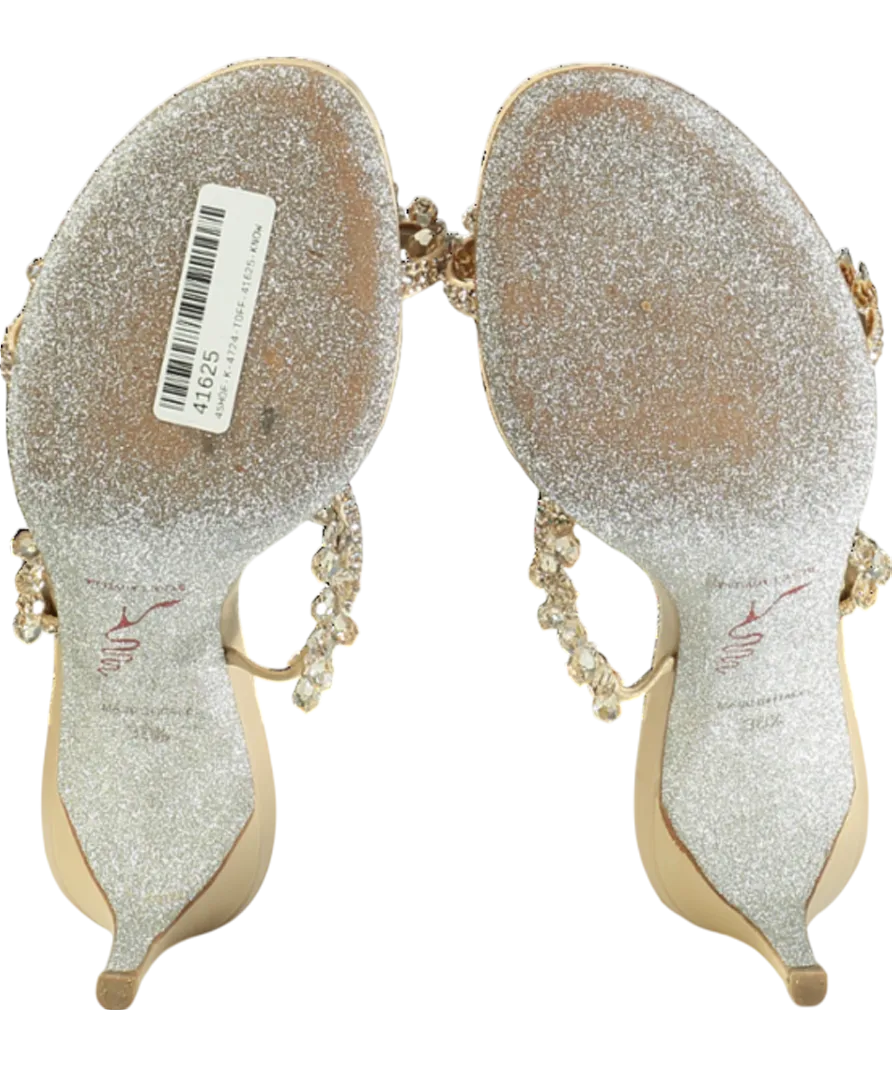 René Caovilla Nude 75mm Crystal-embellished Leather Mules UK 5.5 EU 38.5 👠