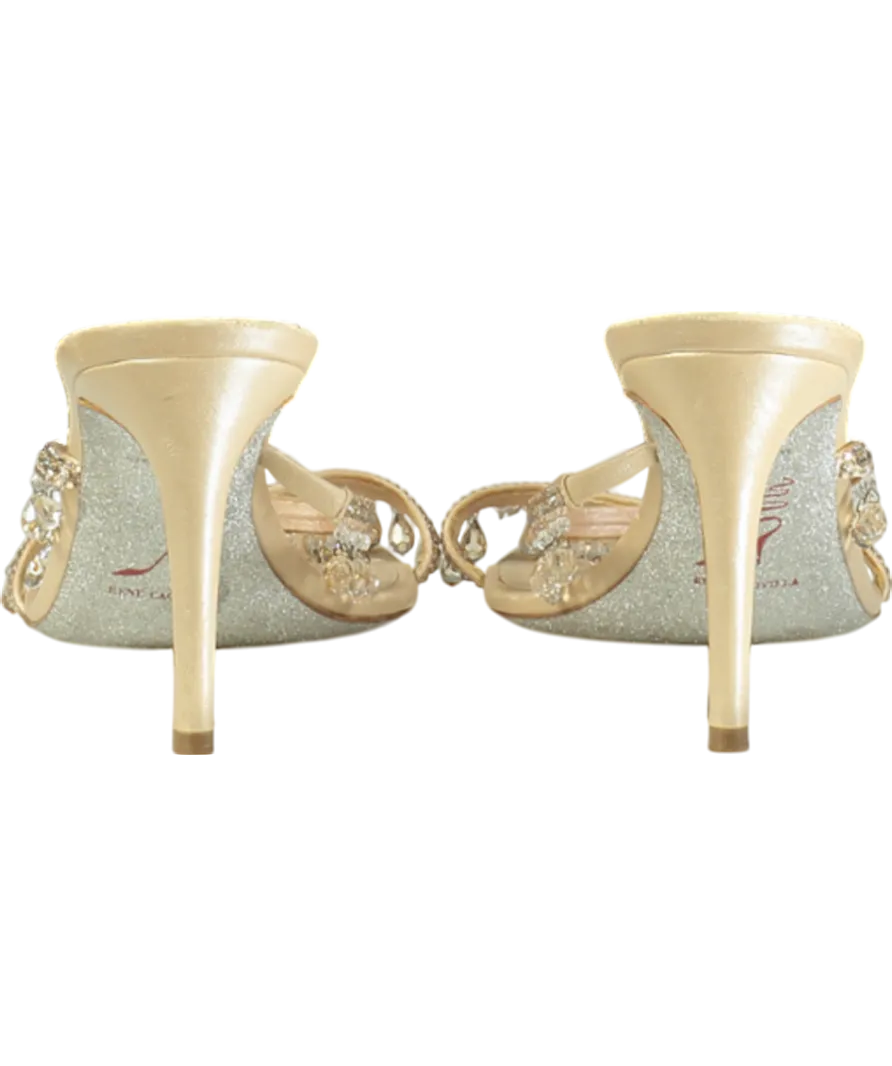 René Caovilla Nude 75mm Crystal-embellished Leather Mules UK 5.5 EU 38.5 👠