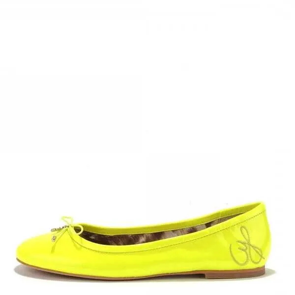Sam Edelman Felicia Neon Citrine Slip On Rounded Closed Toe Flexible Ballet Flat