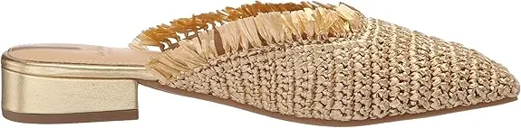 Sam Edelman Reeta Gold Squared Toe Fringe Detailed Slip On Classic Flats Shoes