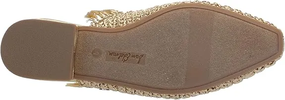 Sam Edelman Reeta Gold Squared Toe Fringe Detailed Slip On Classic Flats Shoes