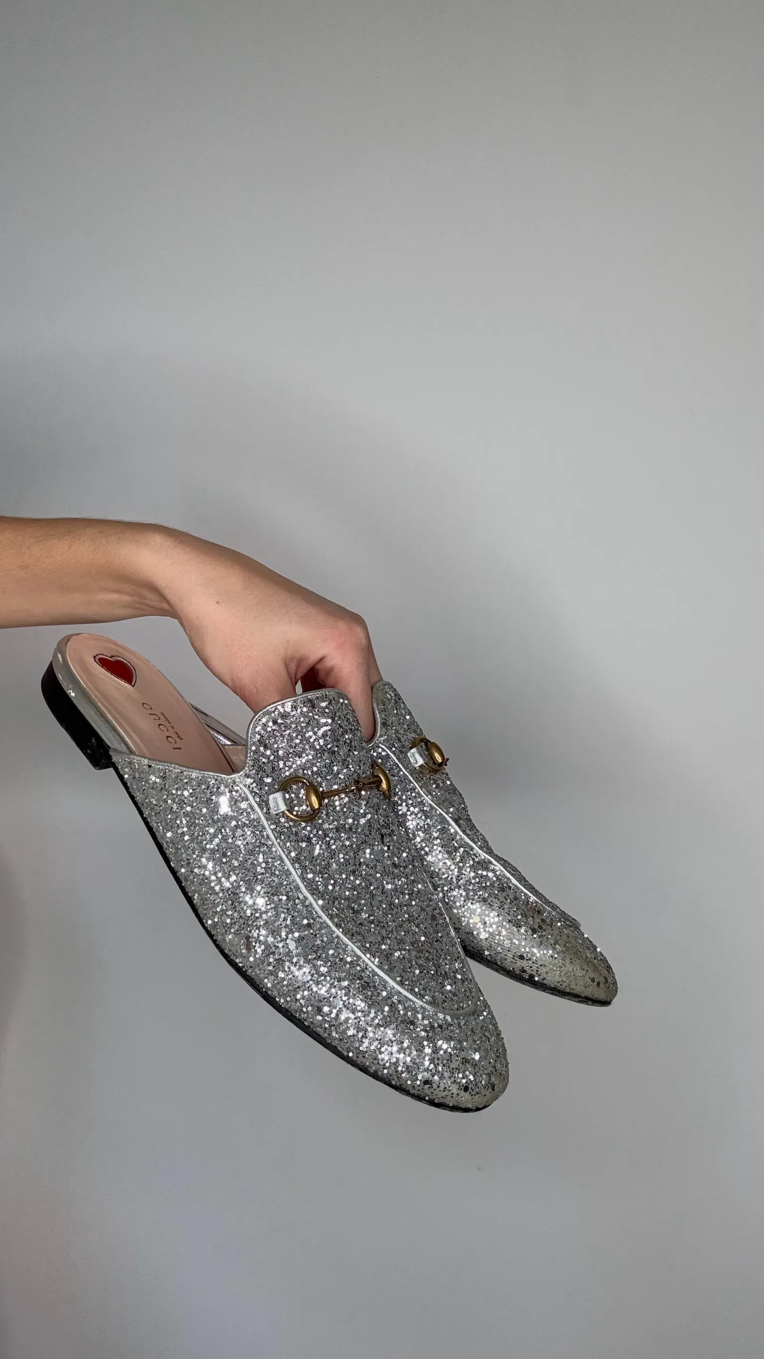 Silver Glitters Princetown Slides - 10.5