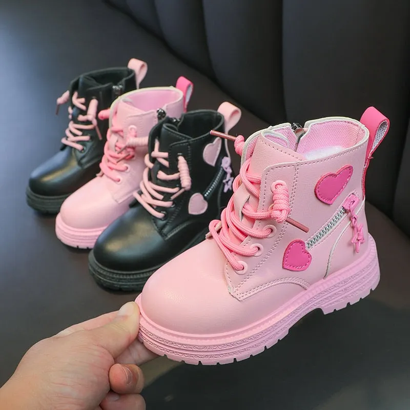 Soft Pink Kids Fashion Ankle Boots