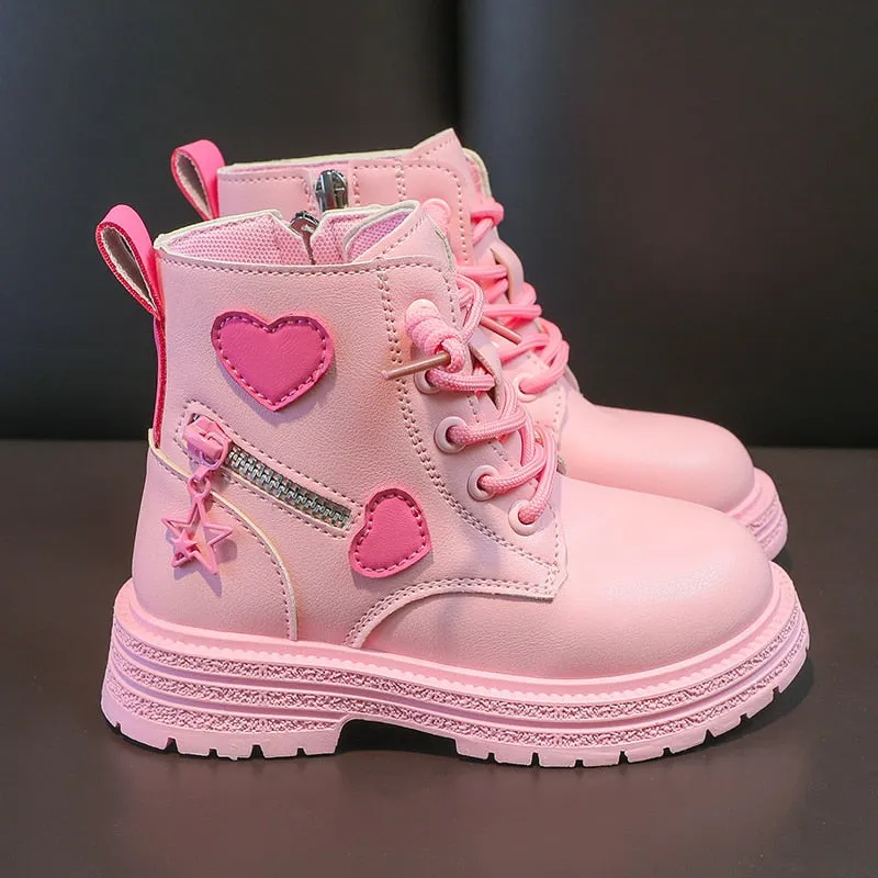 Soft Pink Kids Fashion Ankle Boots