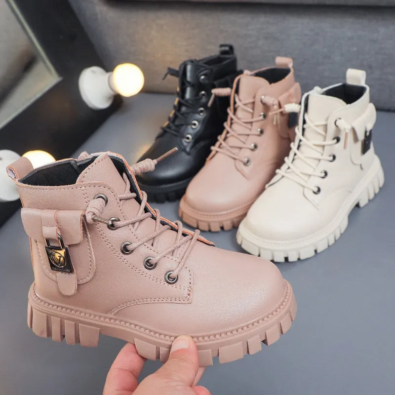 Soft Pink Kids Fashion Ankle Boots