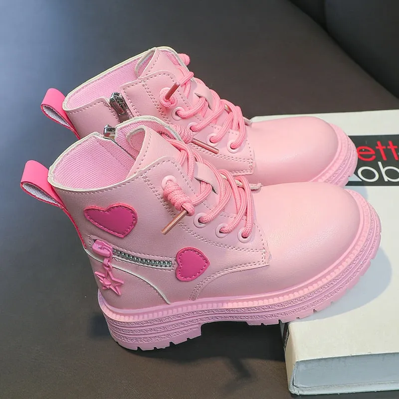 Soft Pink Kids Fashion Ankle Boots
