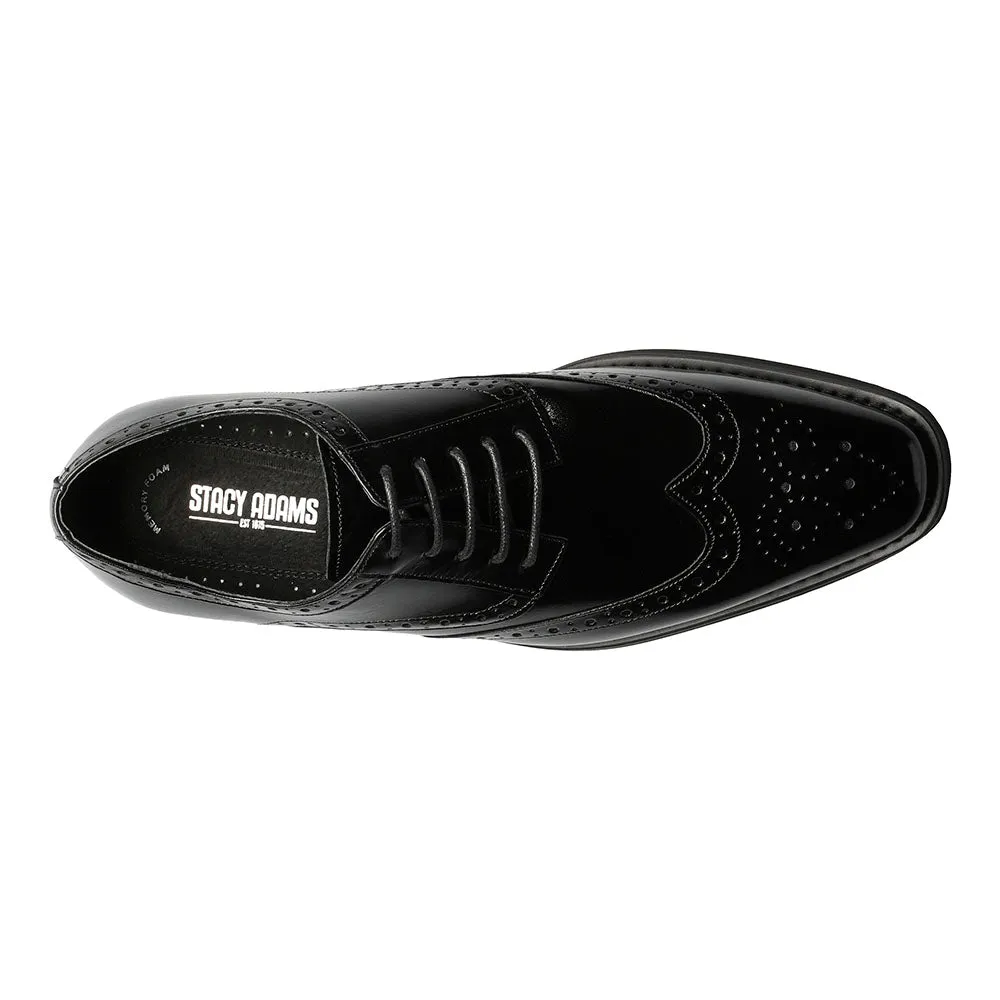 Tinsley Black Buffalo Leather Wingtip Oxfords by Stacy Adams