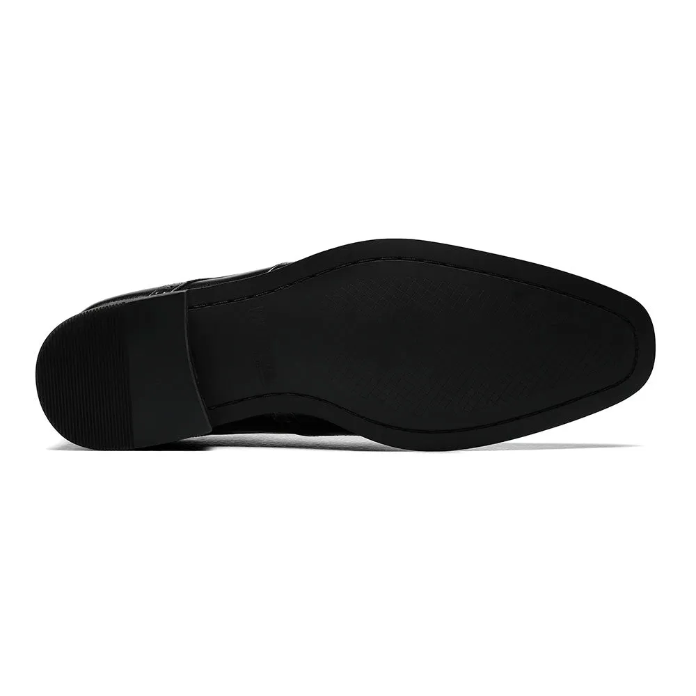 Tinsley Black Buffalo Leather Wingtip Oxfords by Stacy Adams