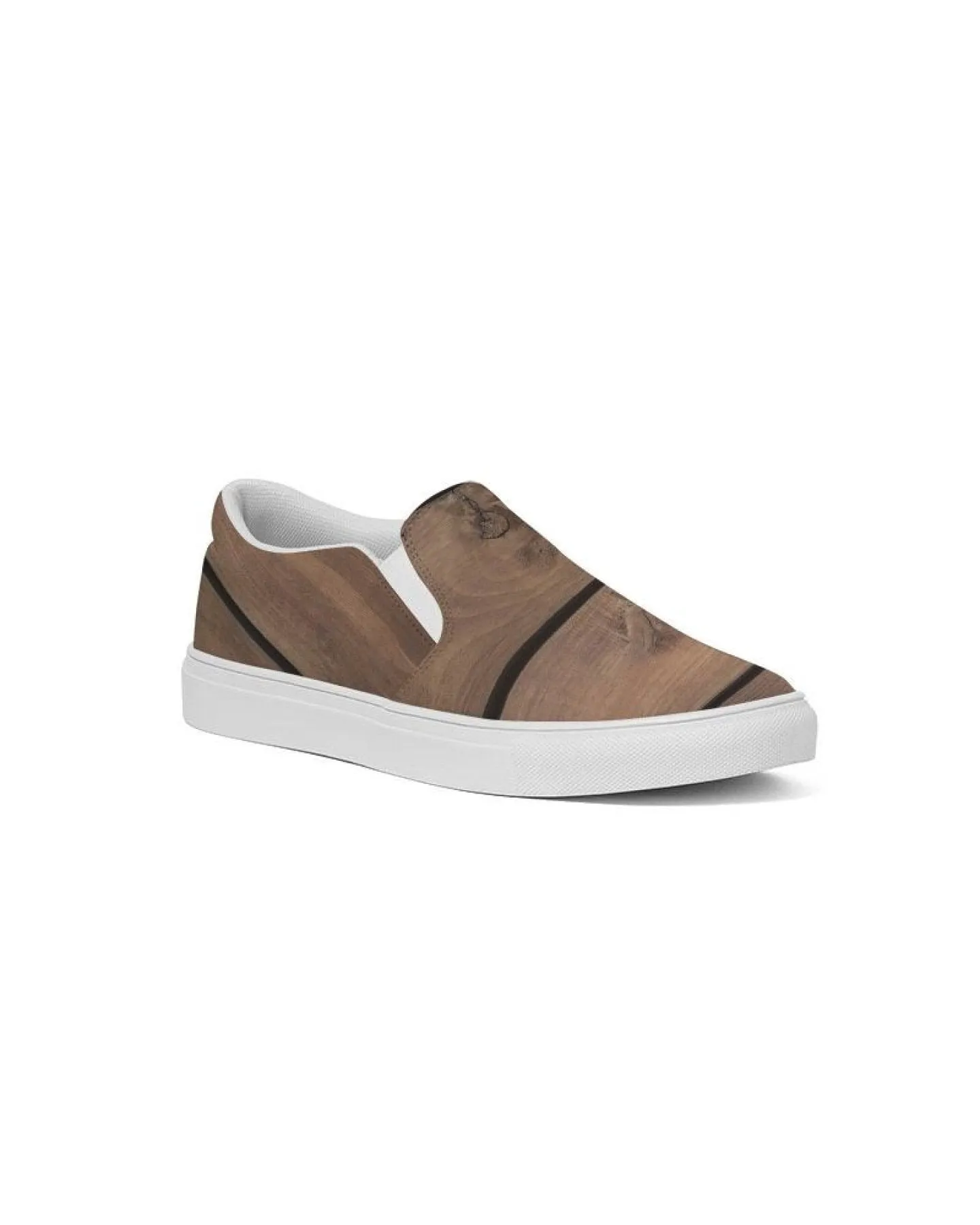 Women's Athletic Sneakers, Wood Plank Print Slip-On Canvas Shoes
