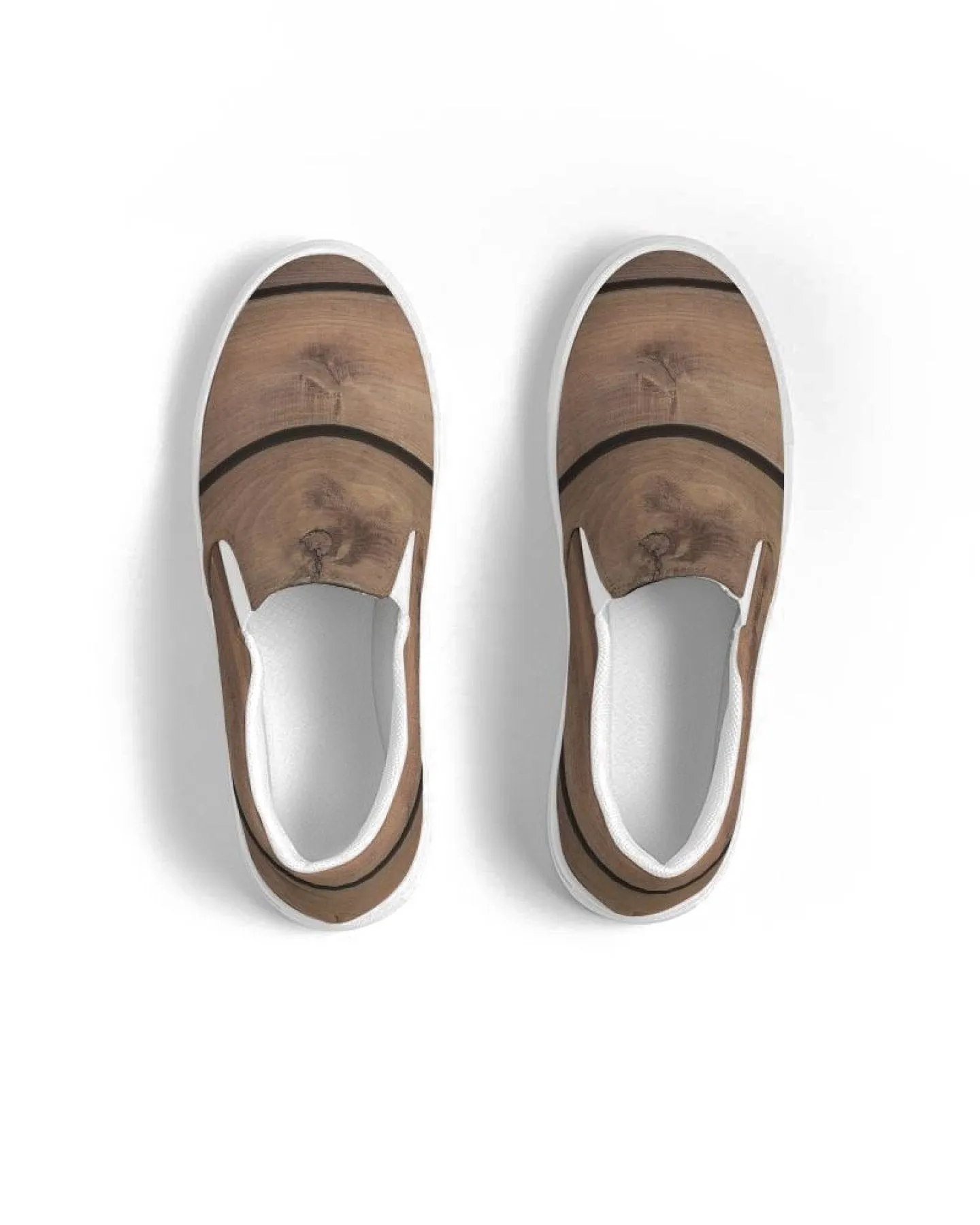Women's Athletic Sneakers, Wood Plank Print Slip-On Canvas Shoes
