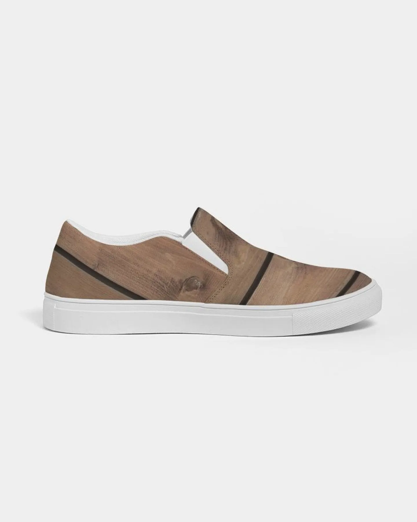 Women's Athletic Sneakers, Wood Plank Print Slip-On Canvas Shoes