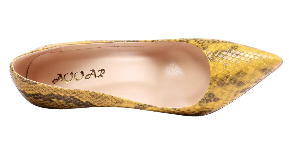 Yellow Snakeskin 12cm Stilettos Dress Party High Heel Pumps